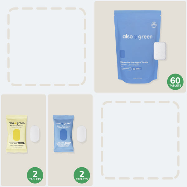 Dishwasher Tablets + Spray Cleaner Tablets