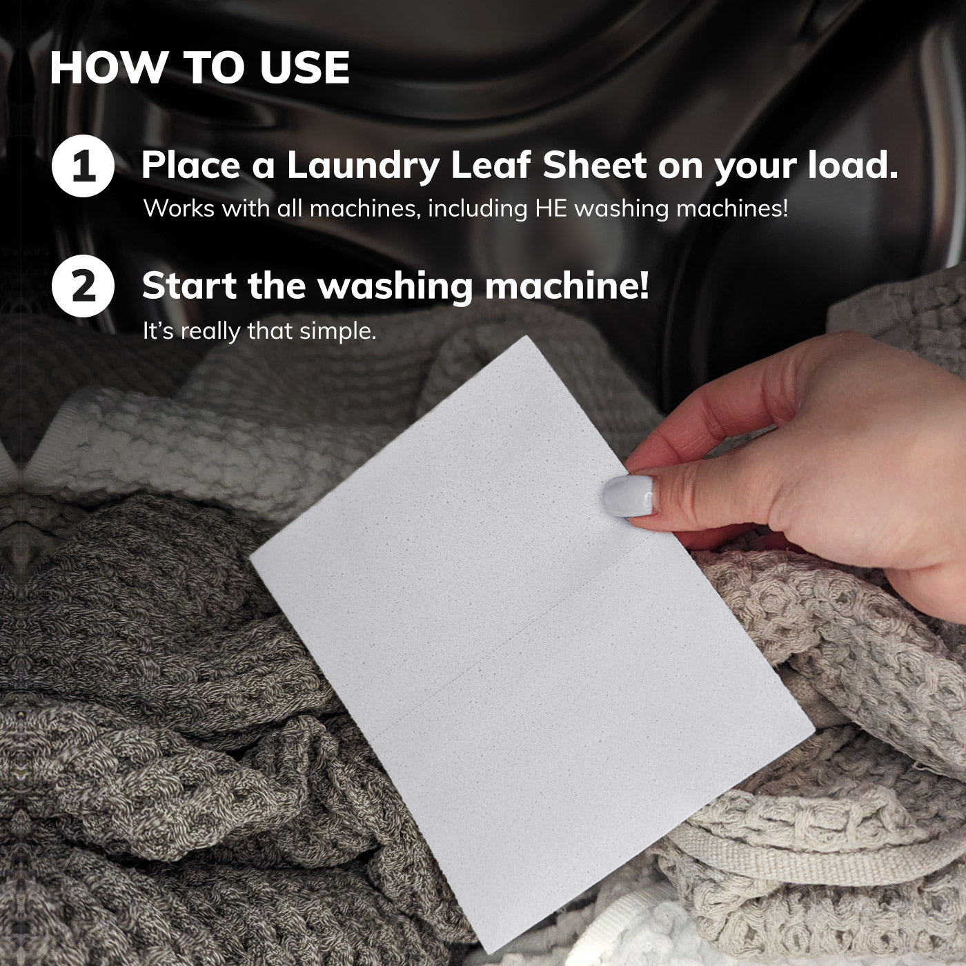 How to use Laundry Leaf in your washing machine with text explanation below