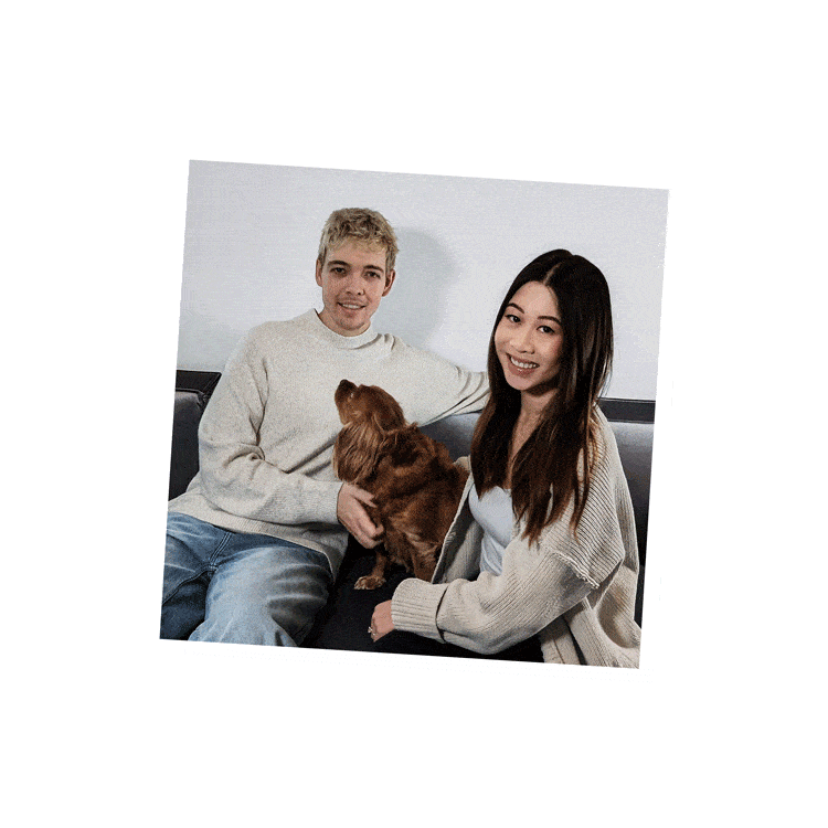 Multiple photos of the founders of Also Green - Alexie, Devon and their dog Boba